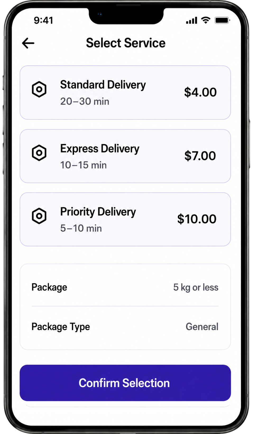 Armada consumer app — Choose delivery speed